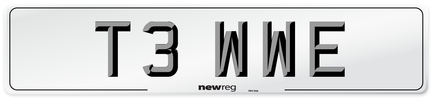 T3 WWE Number Plate from New Reg